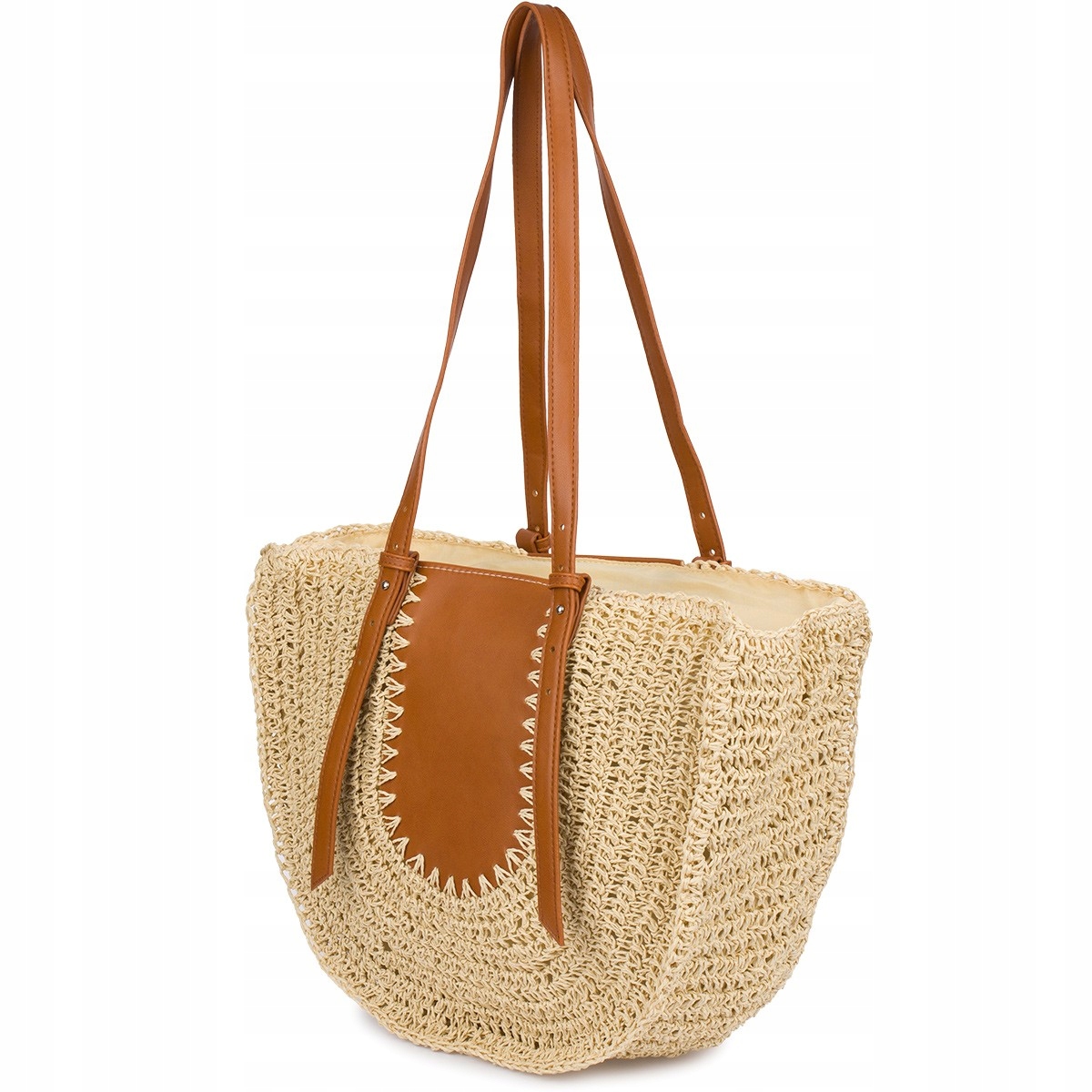 Beżowa Torba damska na lato pasek suwak boho modna listonoszka kosz