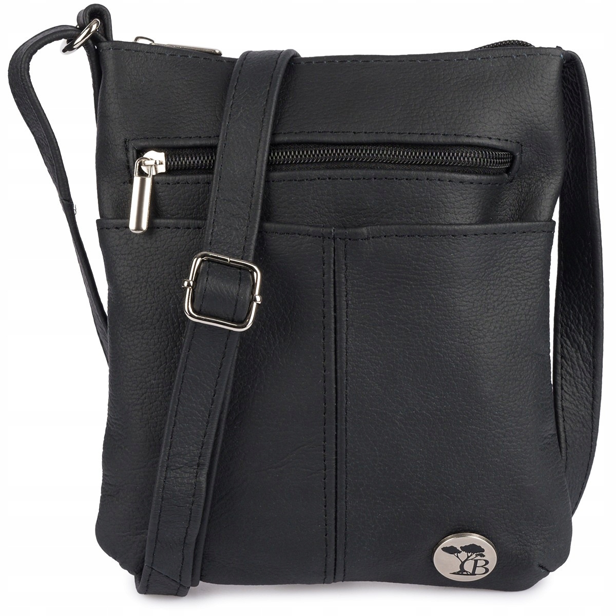 Skórzana torebka mała listonoszka lekka wizytowa damska czarna Beltimore