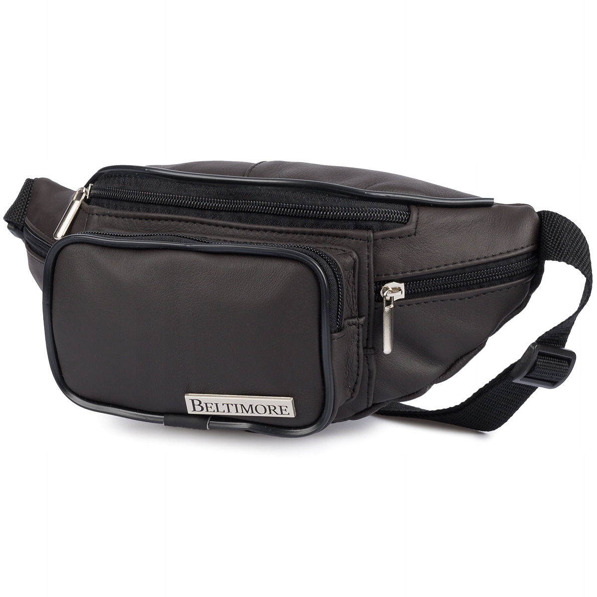 Saszetka skórzana nerka biodrówka do pracy na wyjazd brązowa duża Beltimore