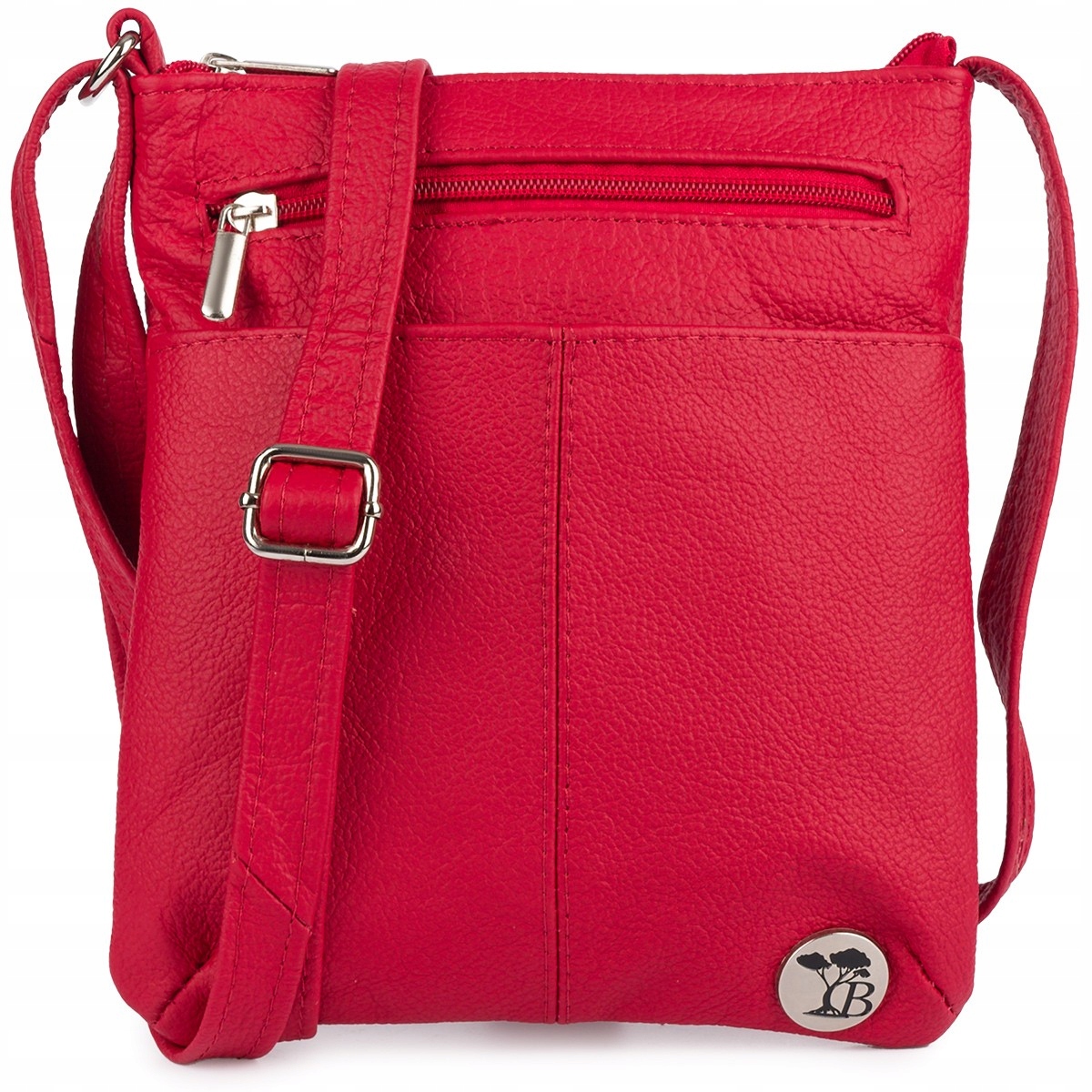 Skórzana torebka mała listonoszka lekka wizytowa damska czerwona Beltimore