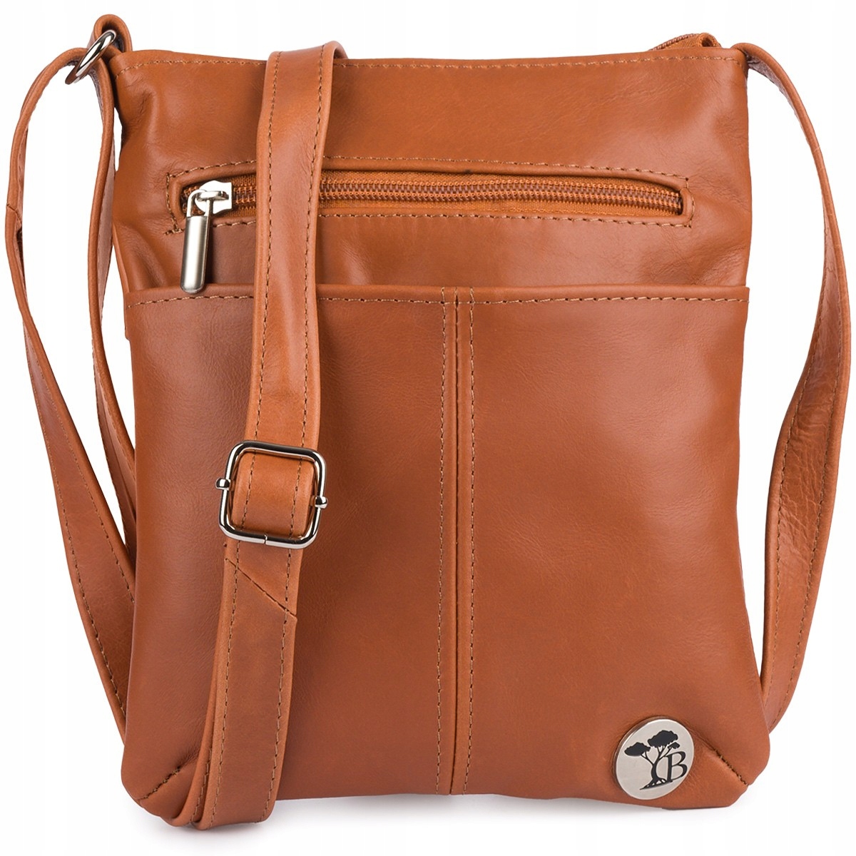 Skórzana torebka mała listonoszka lekka wizytowa damska camel Beltimore