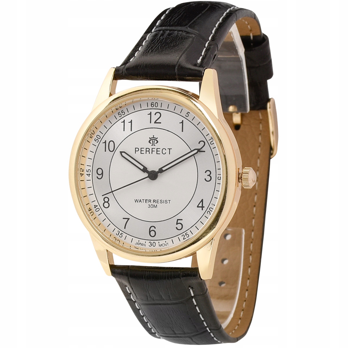 Zegarek męski klasyczny kwarcowy elegancki pasek skórzany analog Perfect