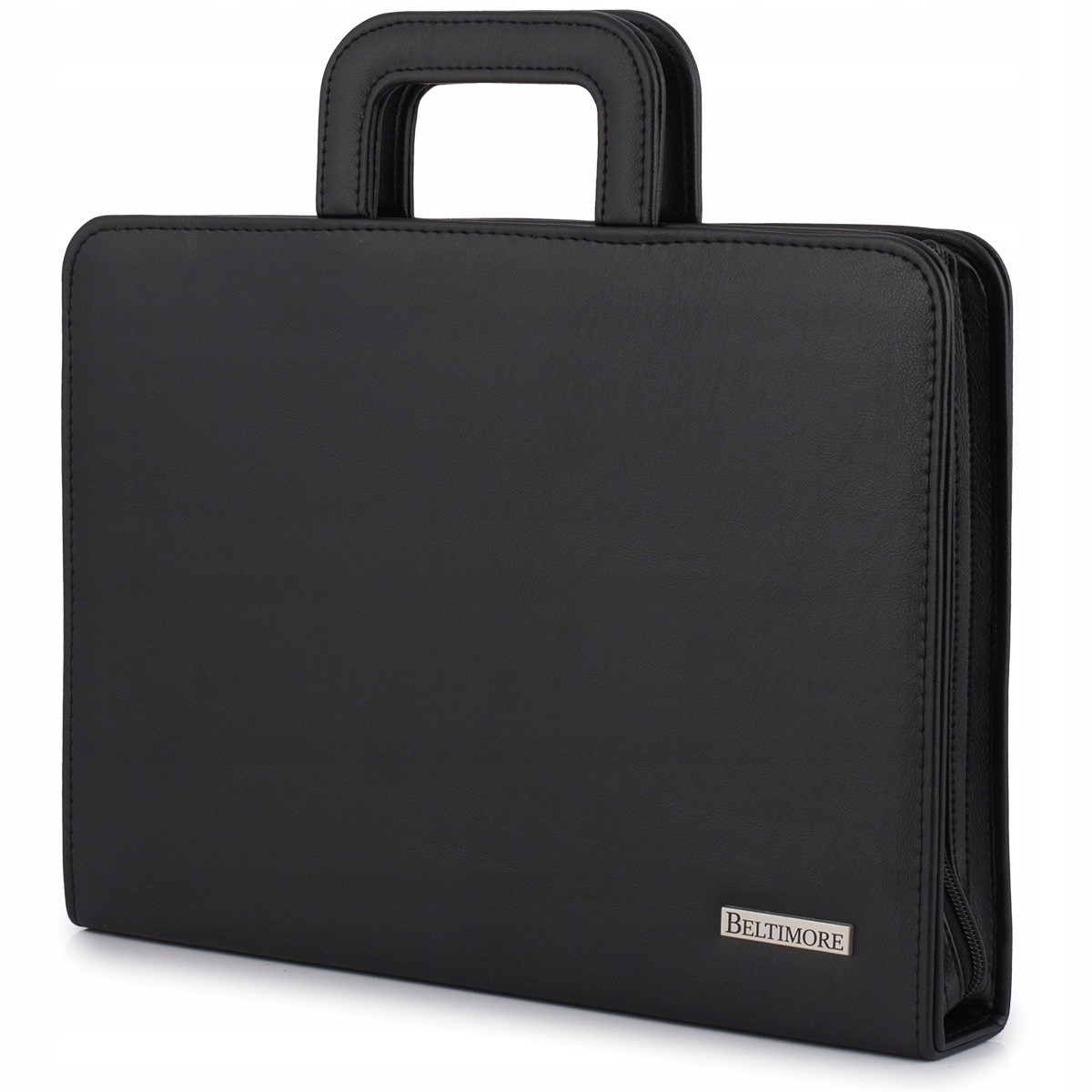 nesesery aktówki i biwuary - Czarny neseser męski ze srebrnym logiem Beltimore - akcesoria biznesowe Emtomi