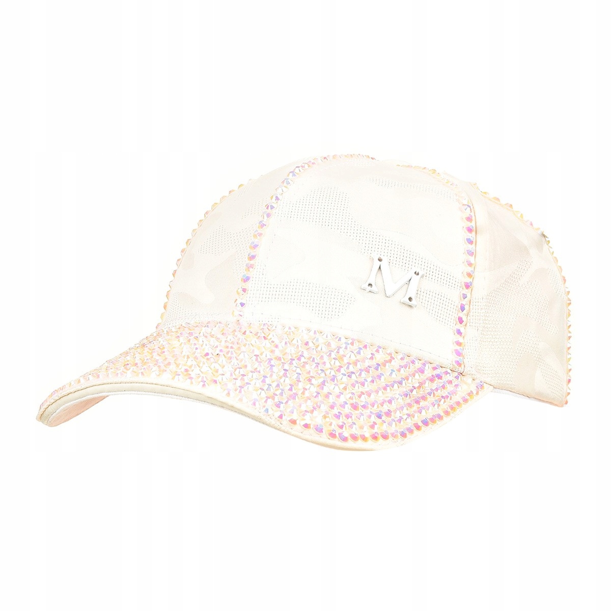 Czapka damska z daszkiem błyszczące moro modna