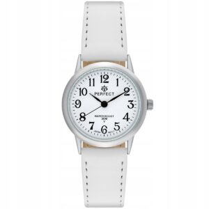 eleganckie zegarki damskie - biały pasek, srebrna koperta