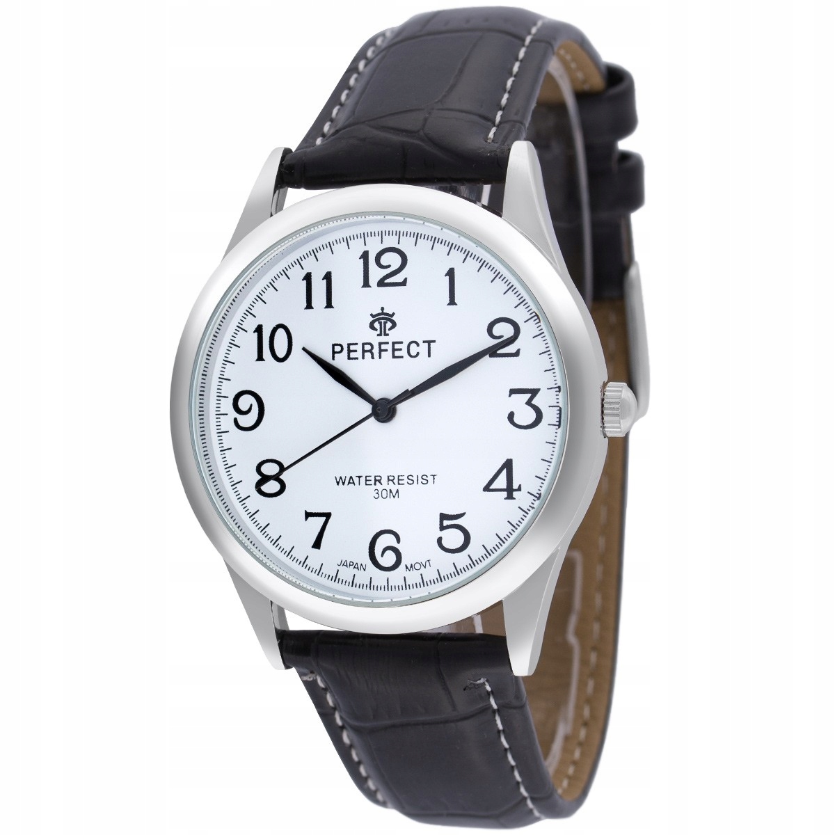 stylowe zegarki męskie na co dzień - srebrna koperta, brązowy pasek