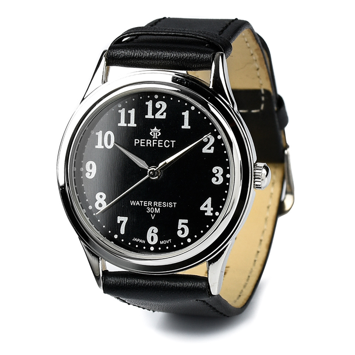 męski ZEGAREK kwarcowy DUŻE CYFRY klasyczny skórzany pasek wyraźny kultowy