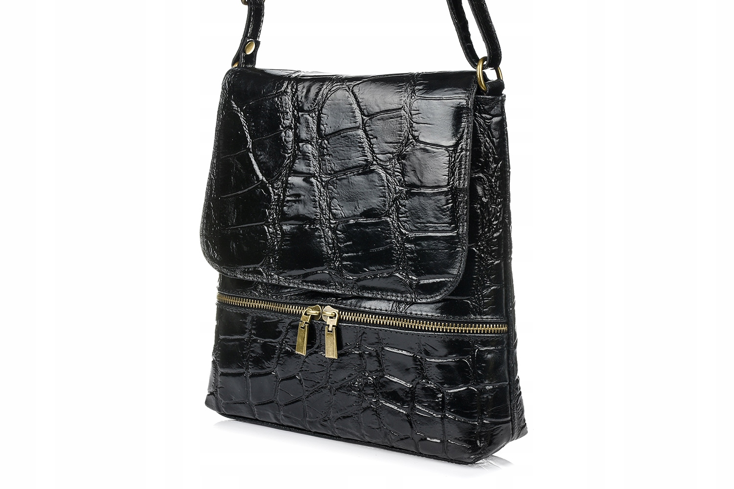 torebki listonoszki damskie czarna listonoszka wzór krokodyl