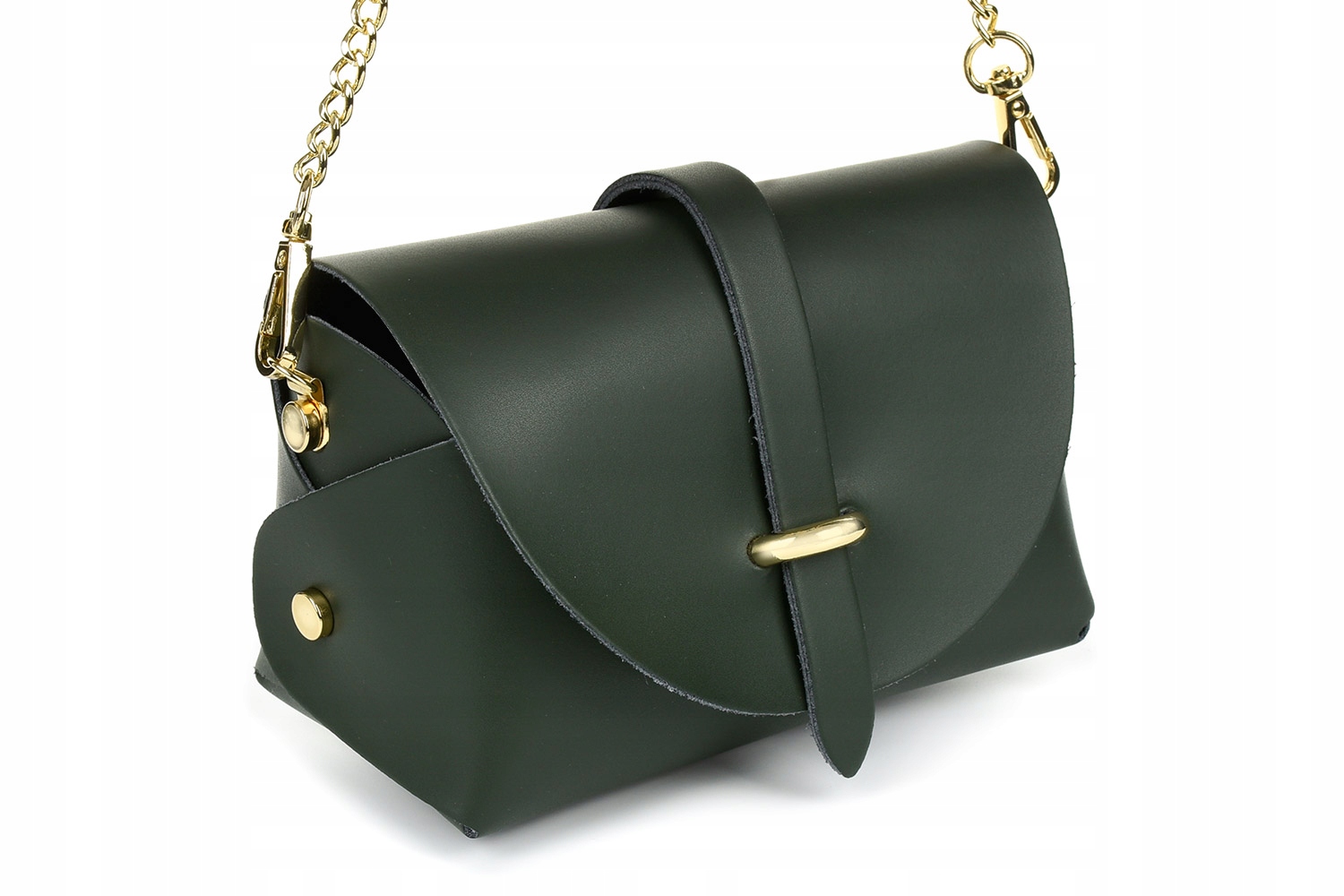 kopertówki damskie WŁOSKA SKÓRZANA torebka WIECZOROWA łańcuszek zielona