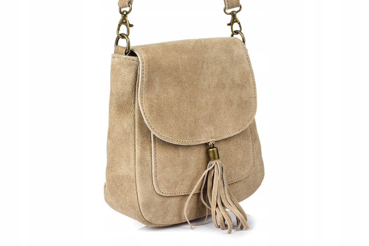 Torebka skórzana Damska Zamszowa Listonoszka retro mała przewieszka skóra