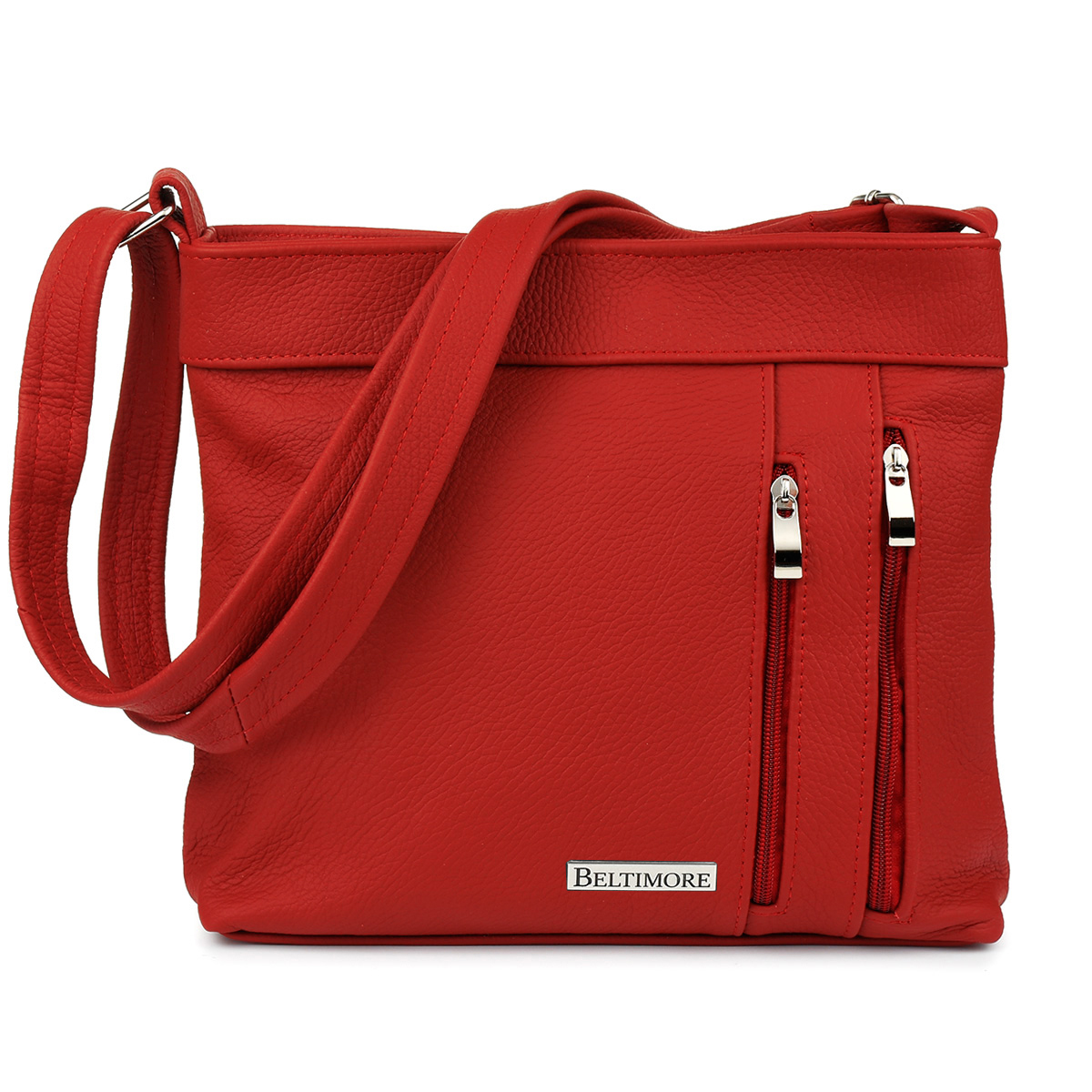 Torebka skórzana listonoszka — Dwa suwaki