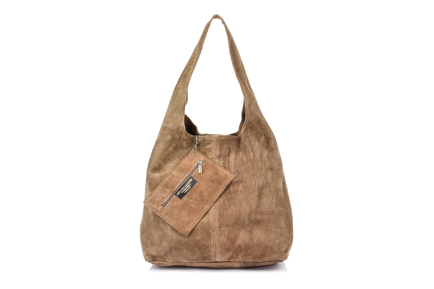 Torebka skórzana shopperka A4 damska zamszowa duża na ramię z saszetką